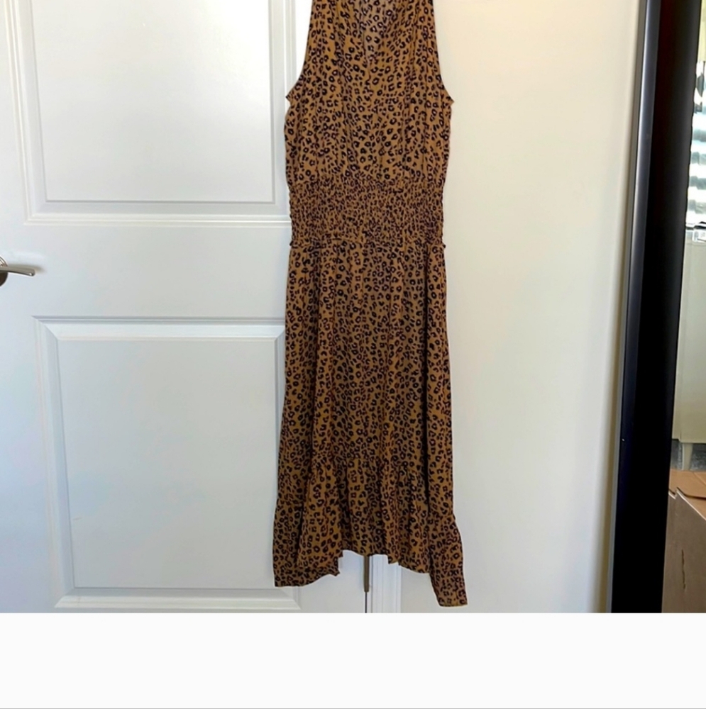 CeCe Leopard Print, Fit & Flare High-Low Midi Dress NWT (RARE)